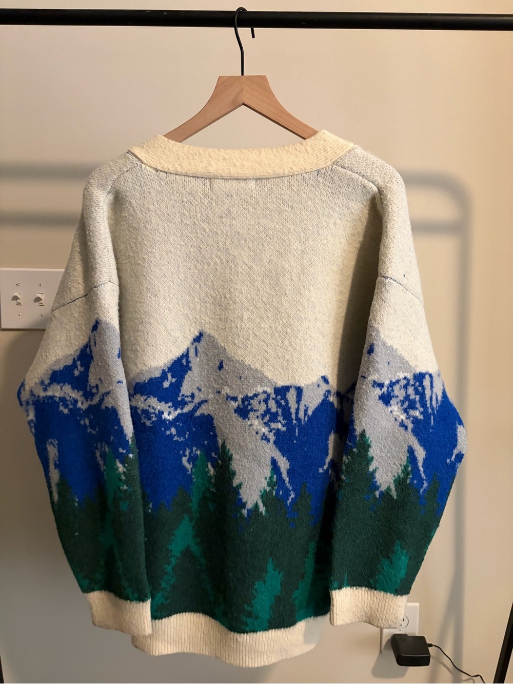 Jaded London Blue & Green Mountain-Pattern Cardigan - Picture 3 of 5